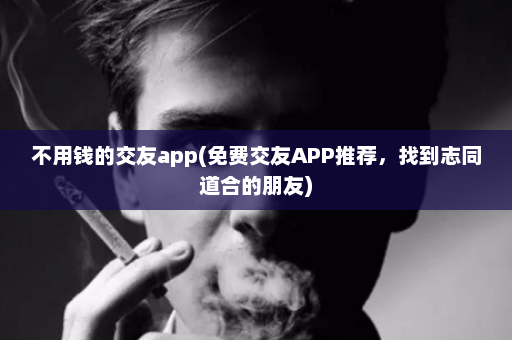 不用钱的交友app(免费交友APP推荐，找到志同道合的朋友)  第1张